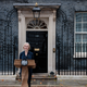 Liz Truss announced her resignation as Prime Minister at 10 Downing Street on October 20, 2022 in London, England.